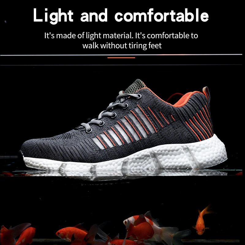 Новое поступление Мужская модная дышащая стальная защитная обувь большого