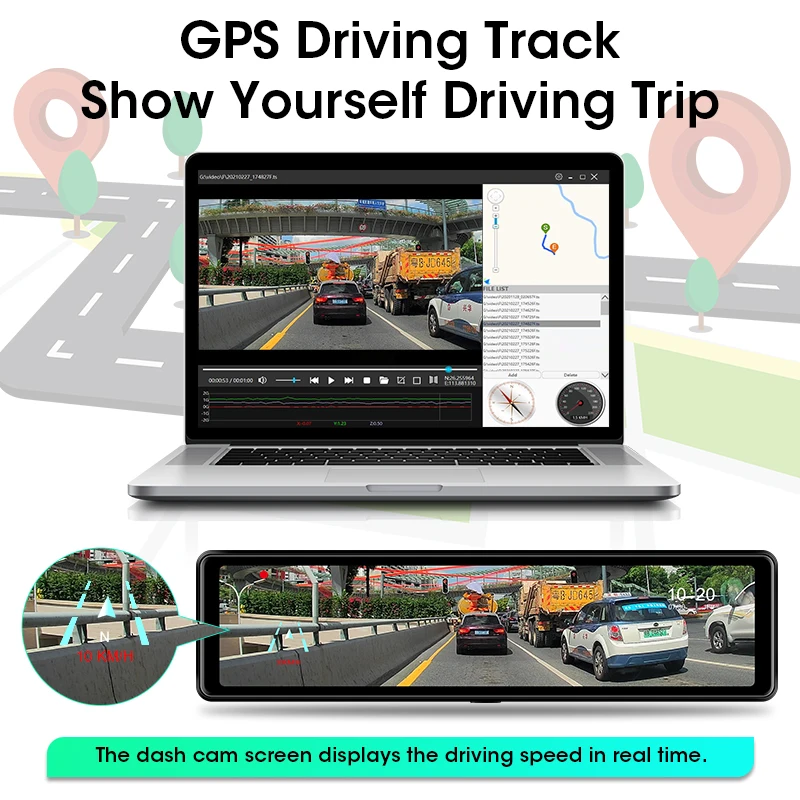 $68.64 Jansite 2.5K Car DVR Touch Screen Dashcam Mirror Super Night Vision Time-lapse Video G-sensor Recorder 2560x1440P Rear camera