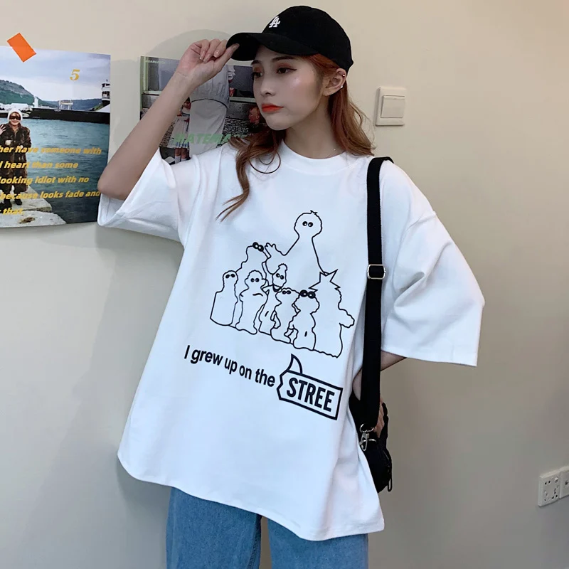 

Short Sleeve T-shirt Women Korean-style Fashion Harajuku-Style Early Spring Round Neckline T-shirt