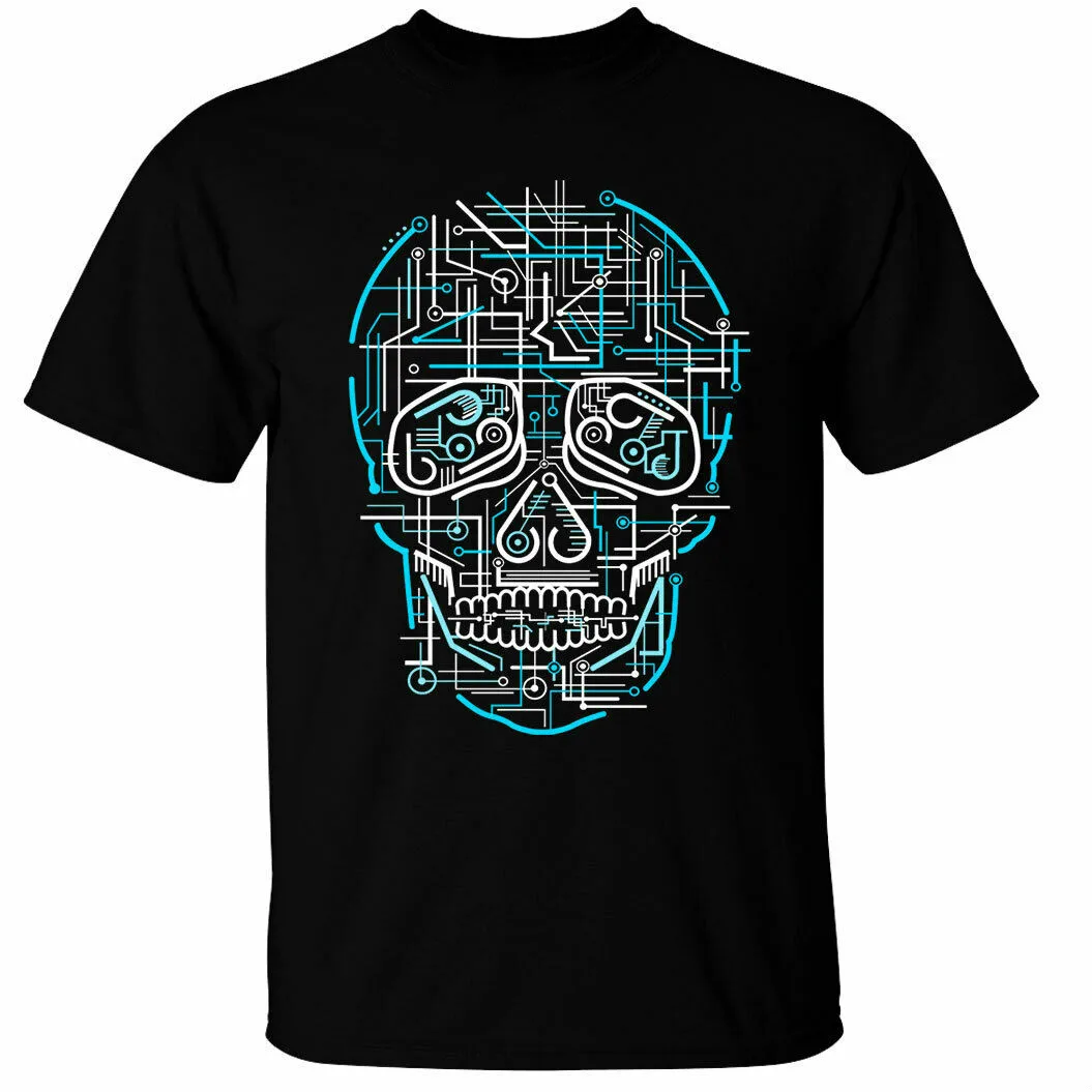 

Creative Design Electric Skull T-Shirt. Summer Cotton Short Sleeve O-Neck Mens T Shirt New S-3XL
