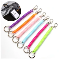 1pc spring rope key chain plastic spring mobile phone cord anti lost hold straps keychain rope rings accessories