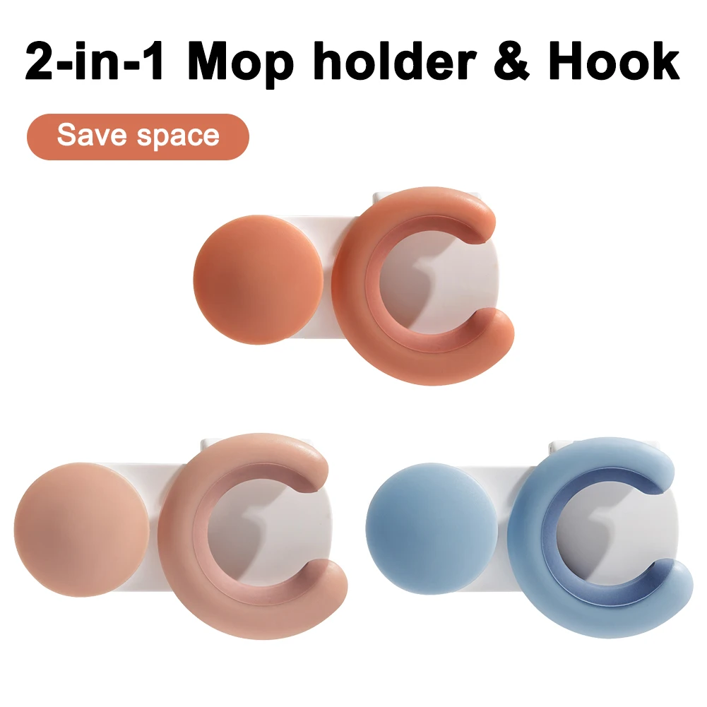 

Adhesive Multi-Purpose Hooks Wall Mounted Mop Organizer Holder Rack Brush Broom Hanger Hook Kitchen bathroom Strong Hooks