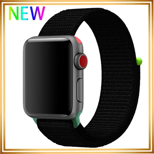 Нейлоновый ремешок для apple watch 5 4 полосным 44 мм/40 мм в едином положении во время занятий легкой атлетикой, apple watch 42mm 38 мм и нержавеющая сталь металлический корпус наручных часов iwatch серии 5/4/3/2 разноцветный коннектор ремешок для часов - Цвет ремешка: black 8 hit