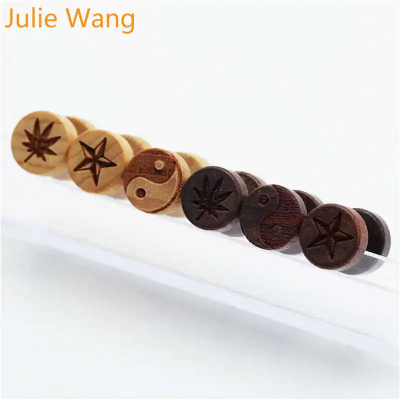 1 пара серьги-гвоздики Julie Wang из натурального дерева круглые серьги хирургической