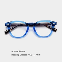 blue reading glasses woman brand vintage acetate computer goggles male anti blue light presbyopic diopter 1 0 1 5 2 0 4 0