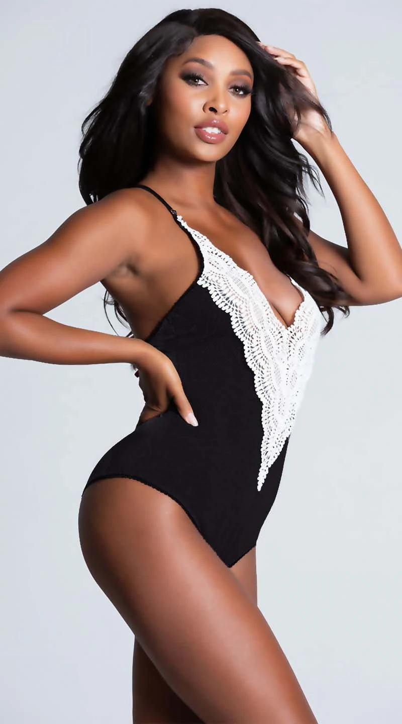 XXXL Slim Body Sexy Lingerie Sleeveless Bodysuit Red&Black Sexy Underwear Deep V-neck Lingerie Sexy Hot Erotic Babydoll Women