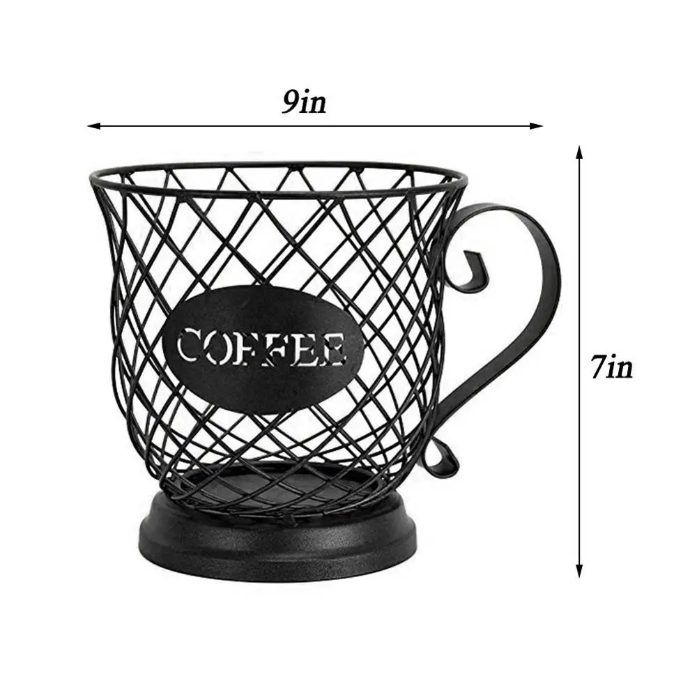 

Nordic Style Black Fruit Storage Basket Coffee Pod Holder Heavy-duty Steel Mug Storage Cup For Fruit Snacks Table Organizer