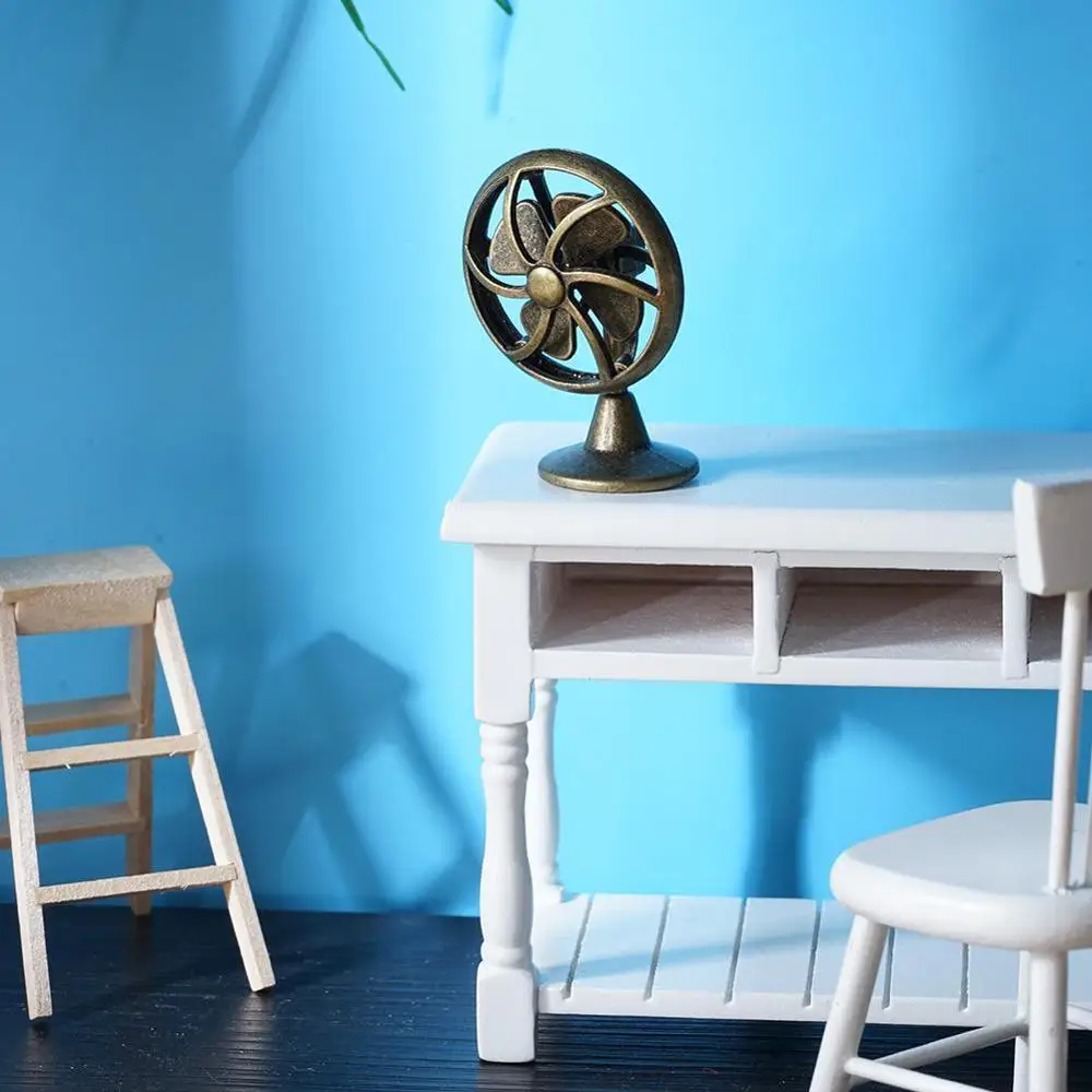 

1/12 Dollhouse Miniature Accessories Mini Alloy Electric Fan Simulation Model Toys for Doll House Decoration