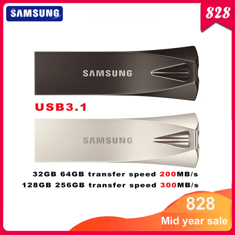Оригинальный USB флеш накопитель SAMSUNG 32 ГБ 64 128 256 3 1 металлический мини флешка карта