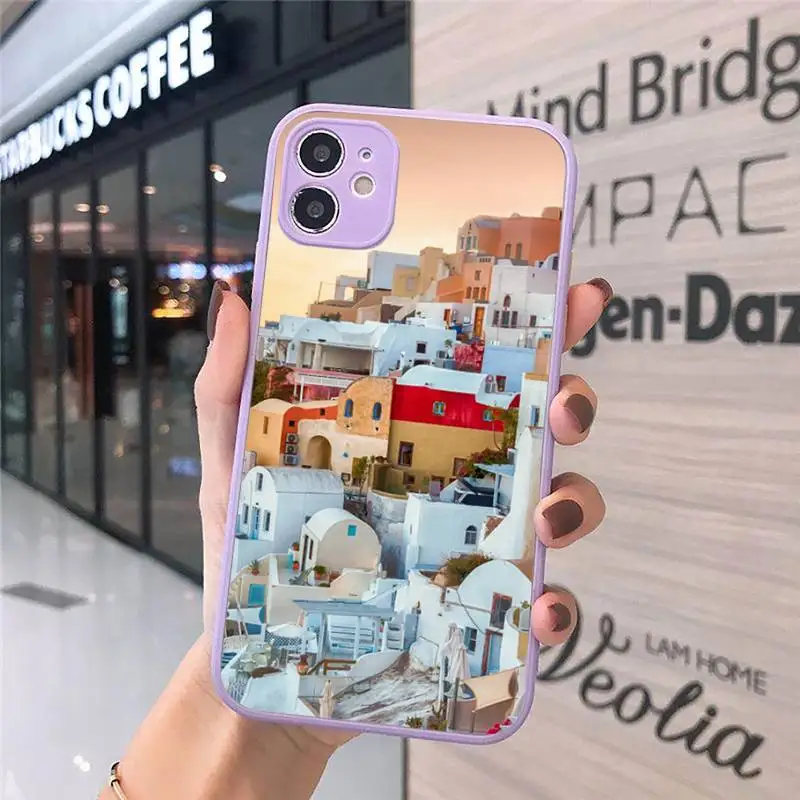 

Oia Santorini Greece lanscape Phone Cases Matte Transparent for iPhone 7 8 11 12 s mini pro X XS XR MAX Plus cover funda shell