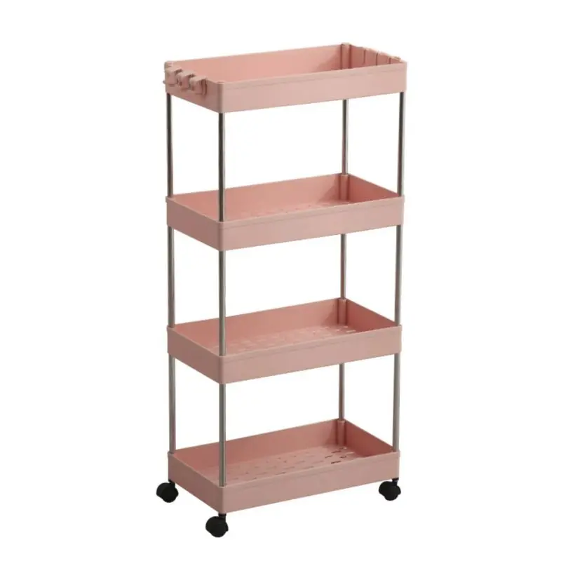

3/4 Layer Refrigerator Space Stroller Kitchen Bathroom Interspace Rack Holder with Roller Shelves Movable Storage Rack