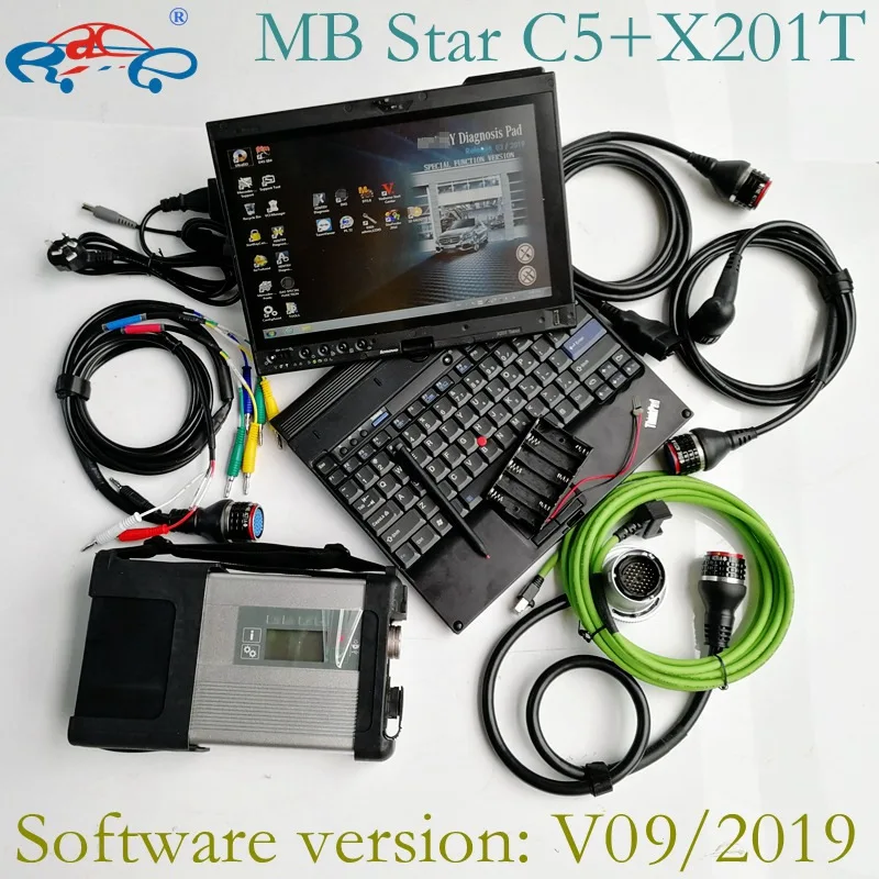 MB STAR C5 SD подключения компактный 5 новейшее программное обеспечение Das DTS Monaco HHT WIS используется ноутбук X201T I7 процессор 4G для Mercedes диагностический инструмент