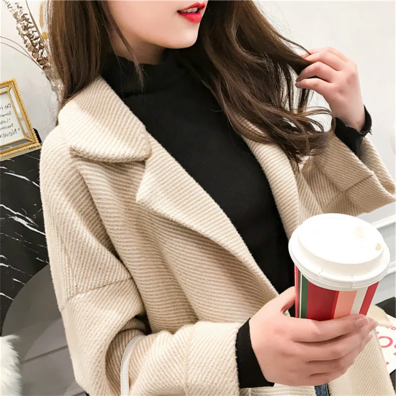 Демисезонный Шерстяное пальто женщин 2020 двубортная шерстяная куртка Корейская