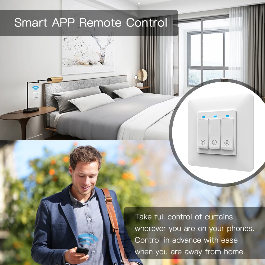 WiFi Smart Curtain Switch Tuya Life App Remote Control Motorized Motor Roller Blinds Works with Alexa Google Home |