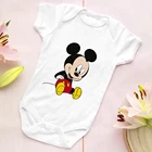 Disney Детские коврик для мыши с принтом Микки Маус, комбинезон с короткими рукавами и О-образным вырезом, для девочек и мальчиков, одежда для младенцев, Мода для детей, начинающих ходить