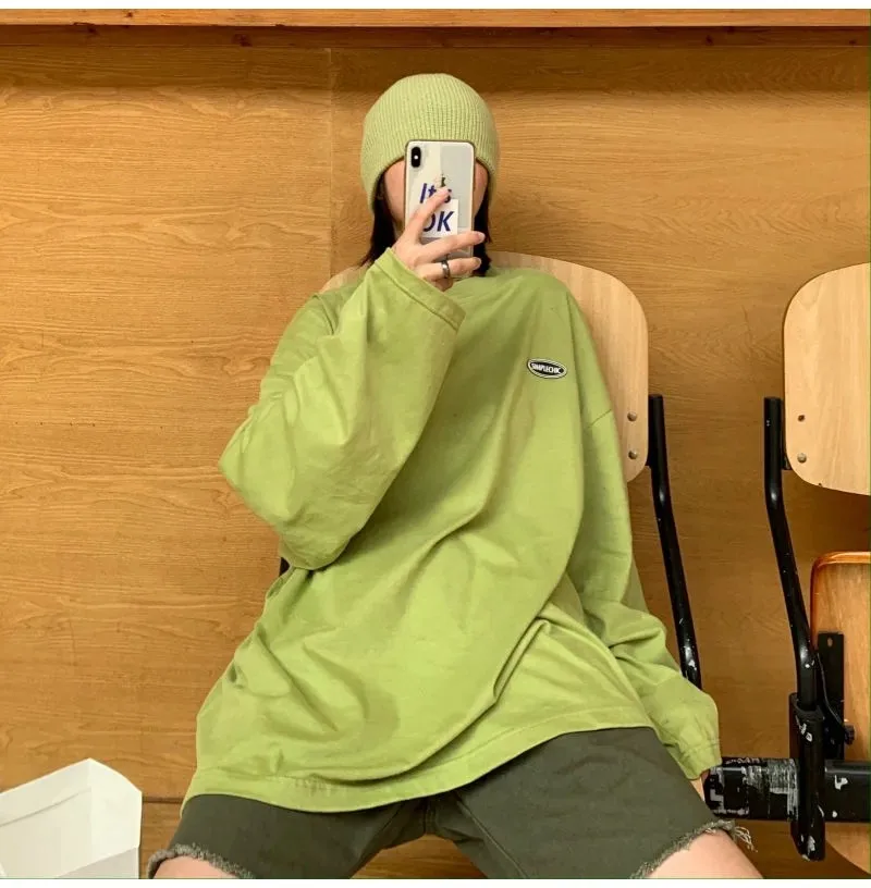 Yedinas 2020 Осенняя футболка с длинным рукавом Женская Базовая оверсайз Повседневная