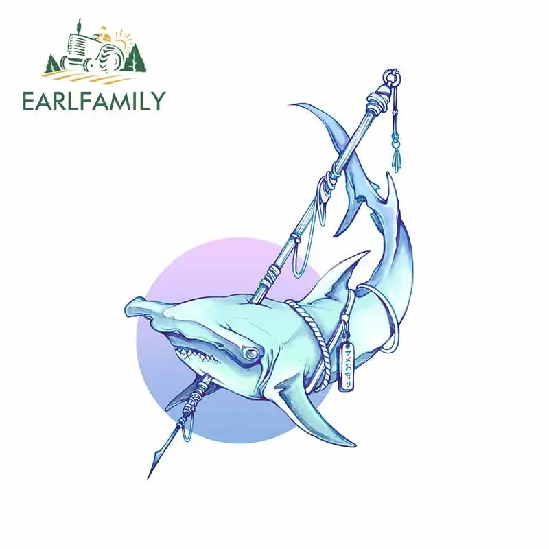 

EARLFAMILY 13 см x 9,2 см для мотоцикла, акулы-молотковые головы, наклейки для автомобиля «сделай сам», пользовательский принт, водонепроницаемые Модные 3d-наклейки