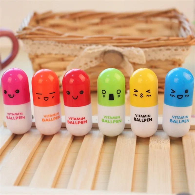 Красочная Новинка канцелярская Милая улыбающееся лицо пилюля шариковая ручка
