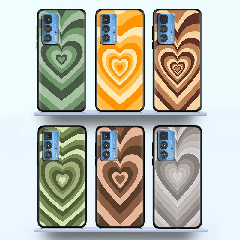 

Colorful Heart Circle Love for Motorola Moto Edge G50 G60S E20 20 G10 E7i G40 X3 E6S E6i Pro Power 5G Black Phone Case Cover