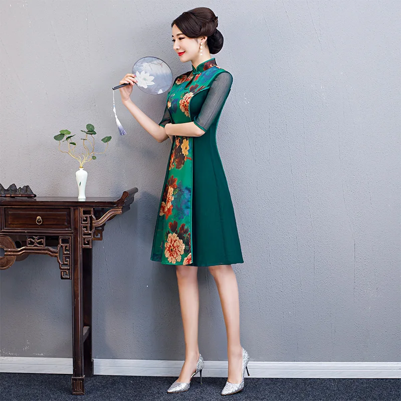 Поступление aodai вьетнамское платье Ципао для женщин традиционная одежда ao dai платья длиной до колен восточное платье для женщин - Цвет: color16