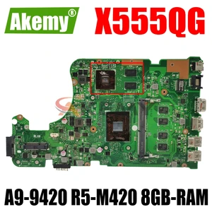 akemy x555qg laptop motherboard for asus x555bp original mainboard 8gb ram a9 9420 r5 m420 free global shipping