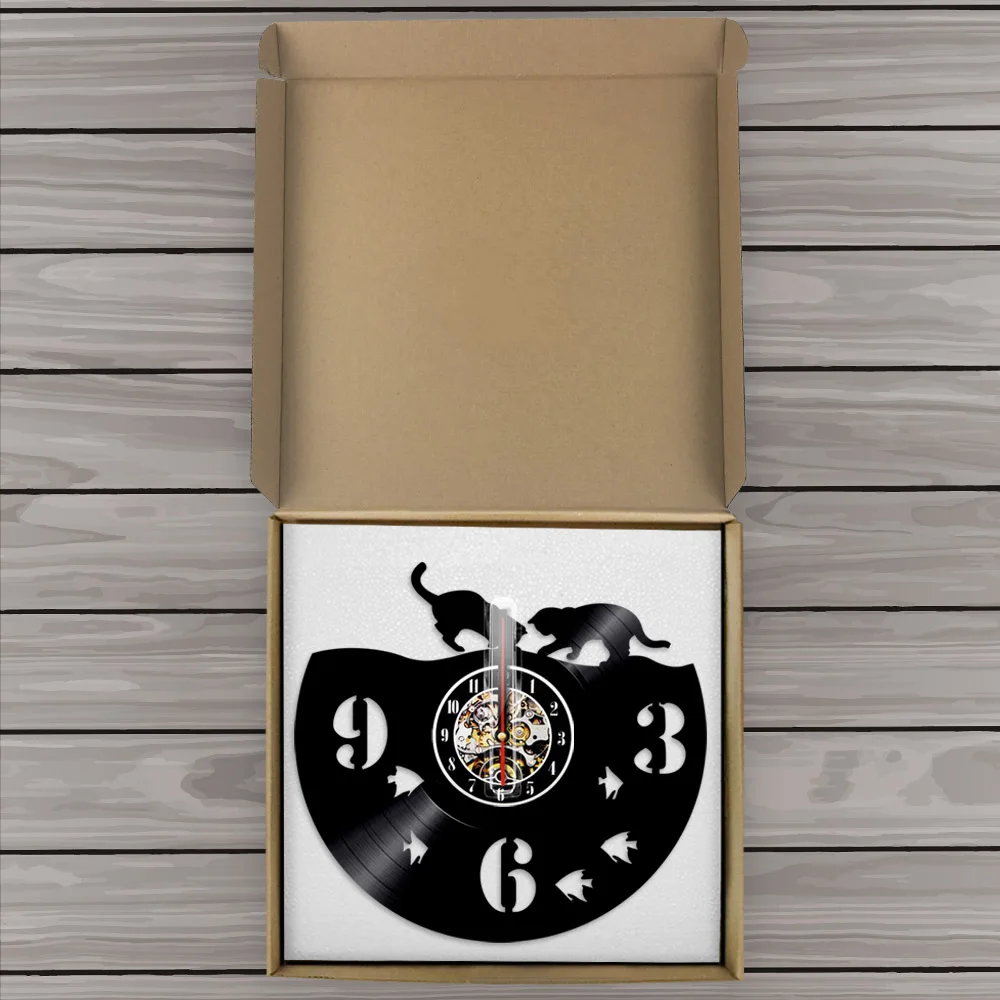 Настенные часы с изображением кошки и рыбы для детской комнаты настенные рыбалки