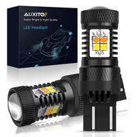 auxito 2pcs t20 w215w 7443 led t25 3157 p27w led canbus no hyper flash switchback white amber dual color drl turn signal light