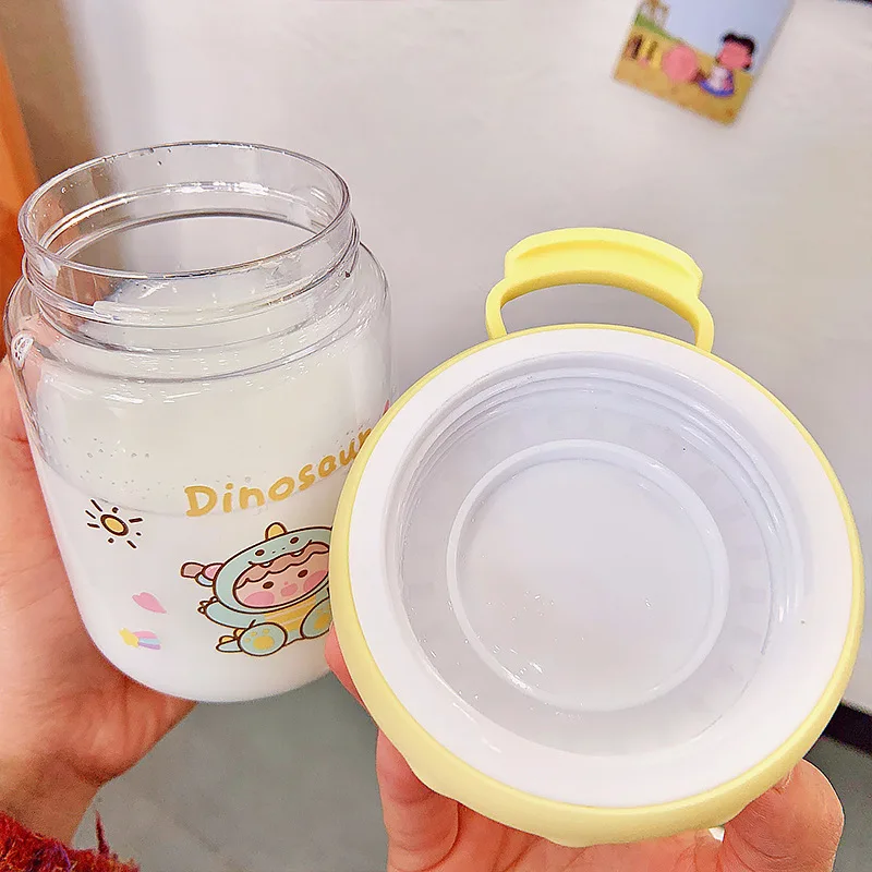 

450 ml Stylish Summer Drinking Cup Transparent Bottle Water for Drinking Set Reusable Plastic Cups with Lids Small Termo Cup