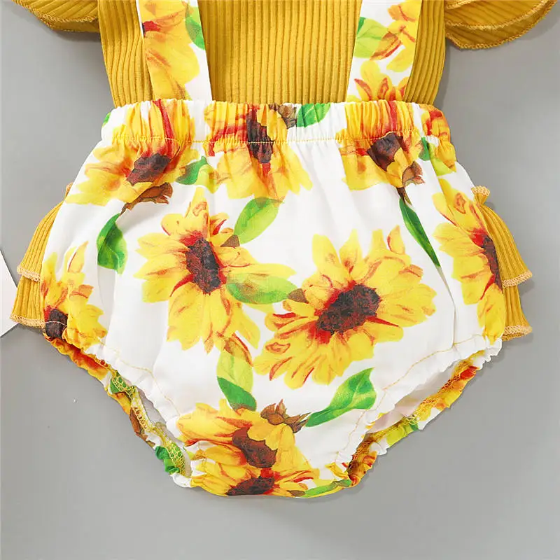 Комплект летней одежды для маленьких девочек 2020 трикотажная желтая футболка с