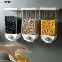 wall hanging food storage box tank plastic food airtight container kitchen grain rice beans sealed transparent jars dispenser