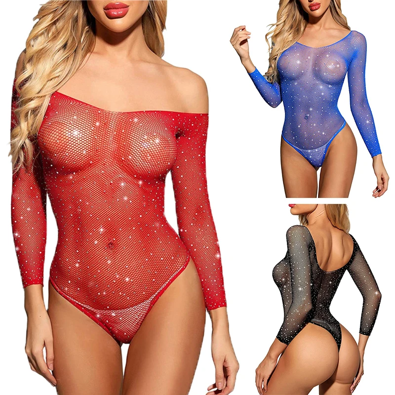 

Sexy Lingerie Pornos Suit Fishnet Bodysuit Long Sleeve Transparent Thongs Erotic Babydoll Stripper Dancewear Outfit Maid Cosplay