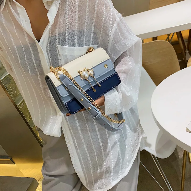 JIULIN Cat Pearl magnetic buckle 2019 summer new small fresh chain Messenger bag Joker cute shoulder square | Багаж и сумки
