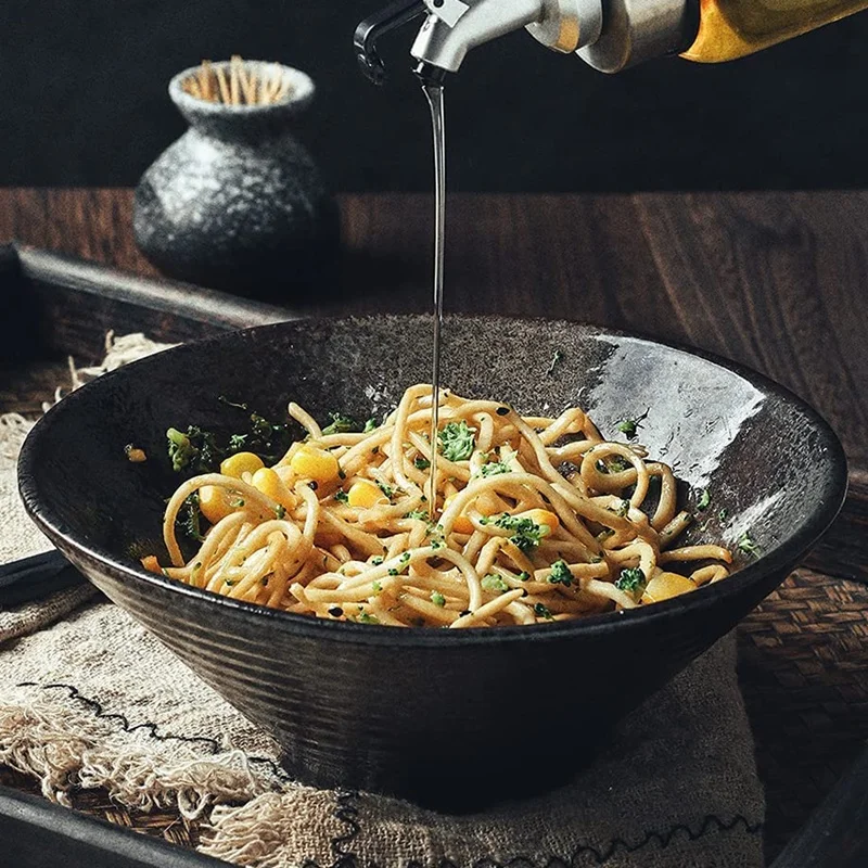 Керамическая японская рамен суповая чаша с подходящей ложкой и палочками для еды