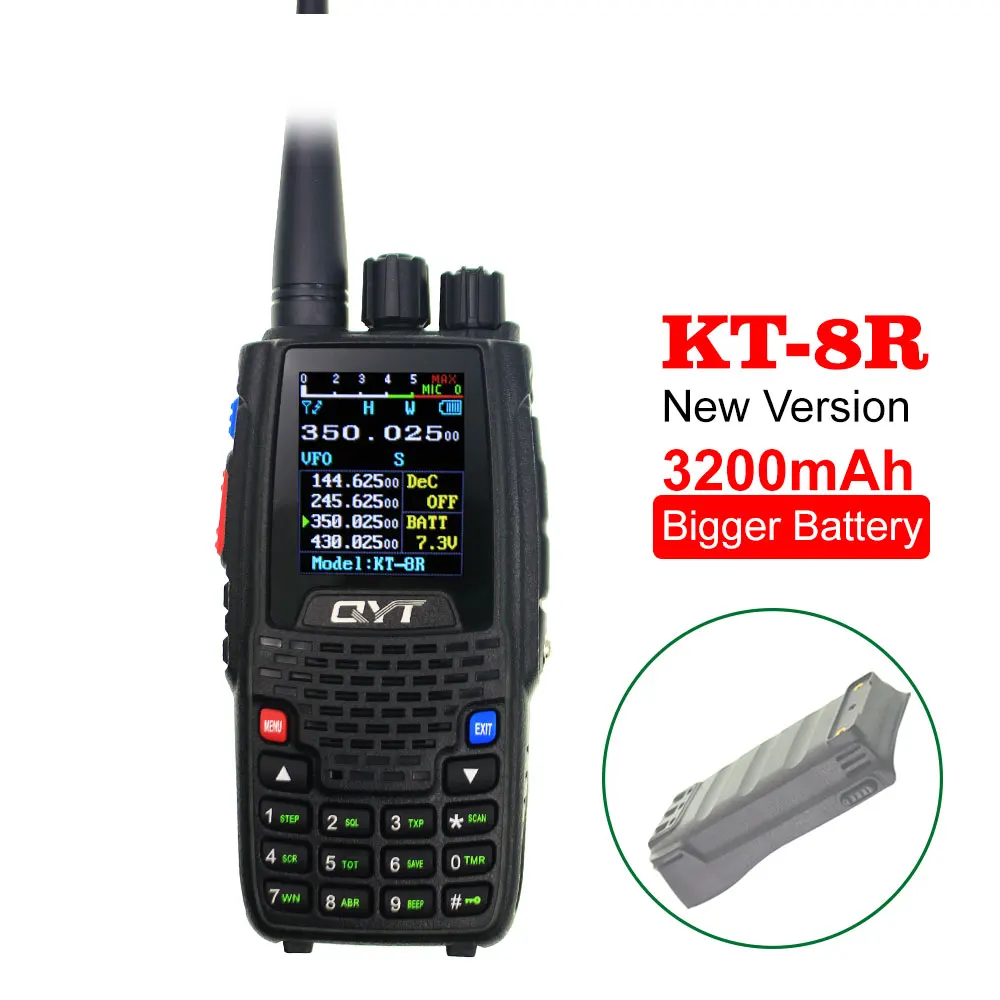 Рация QYT Quad Band UHF VHF 136 147 МГц 400 470 220 270 350 390 4 диапазона 3200 мАч двухсторонний