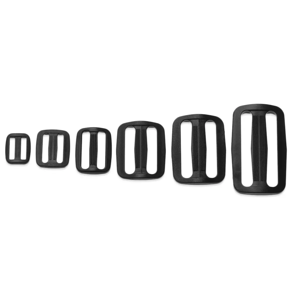 

20Pcs/Pack Plastic Slider Tri Glide Black Webbing Curve Outdoor Adjustable Buckle Wider Style Backpack Straps Bags Accessory