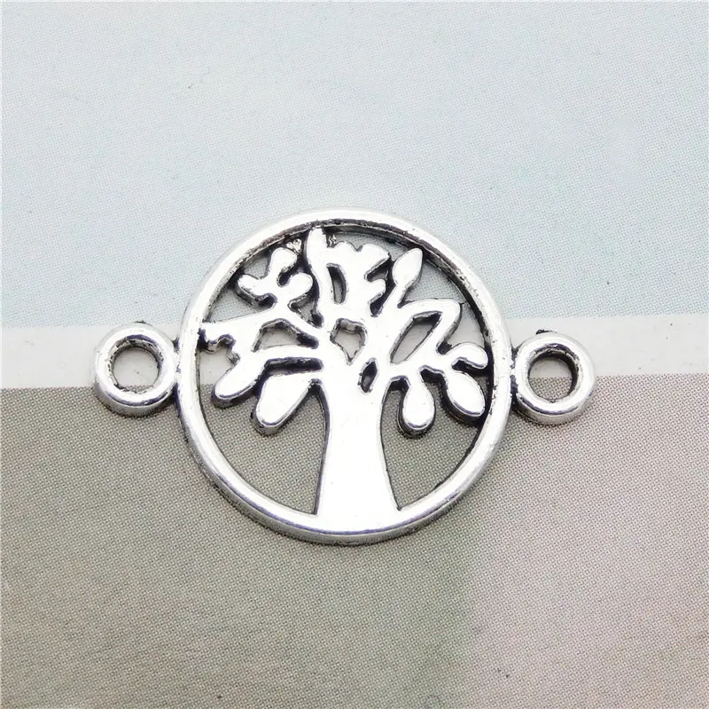 

Julie Wang 20PCS Hollow Round Life Tree Connector Antique Silver Color Alloy Bracelet Pendant Jewelry Making Metal Accessory