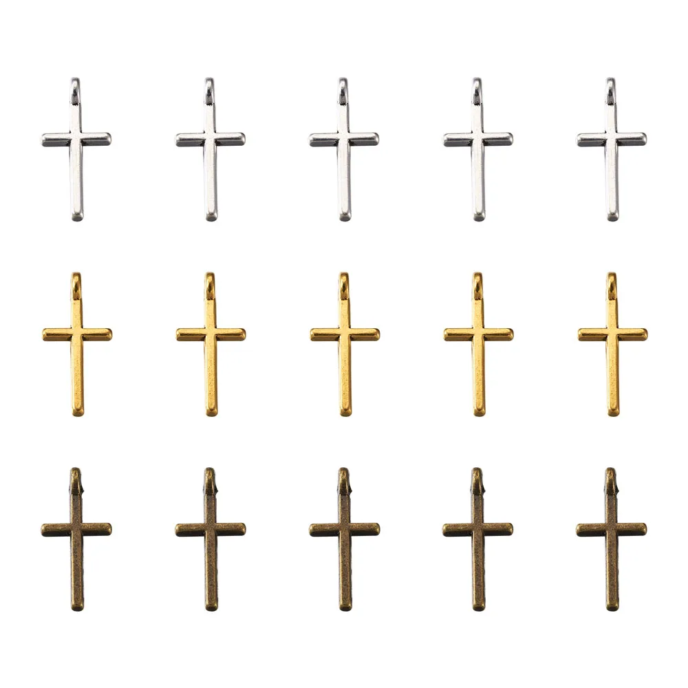 

150pcs Tibetan Style Alloy Pendants Cross Charms for DIY Bracelet Necklace Earrings Fashion Jewelry Making Findings 17x8x2mm
