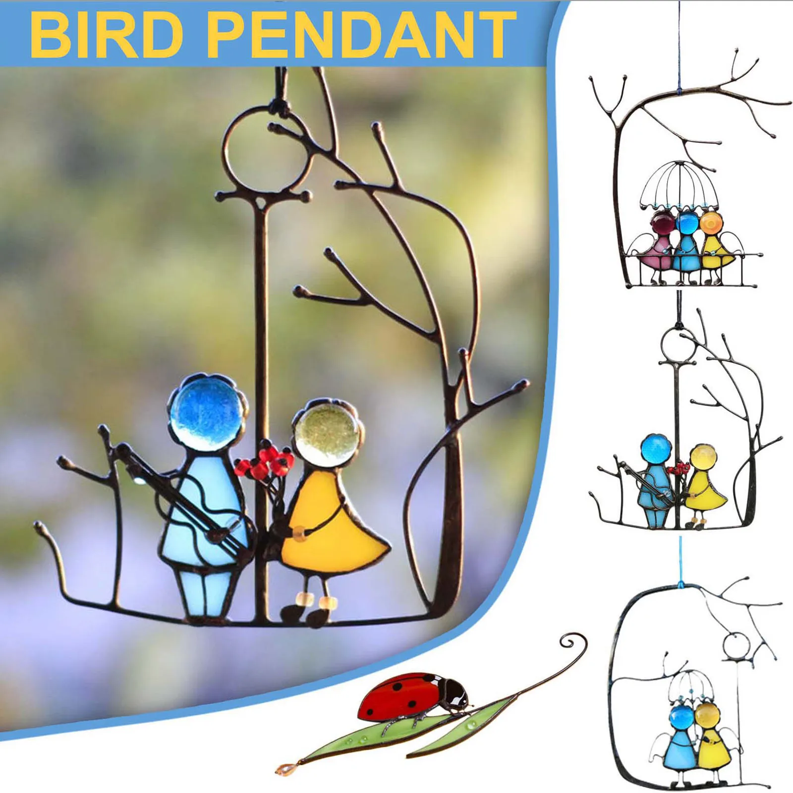 Витражные художественные Подвески на окна ангелы любовь для пары домашний декор