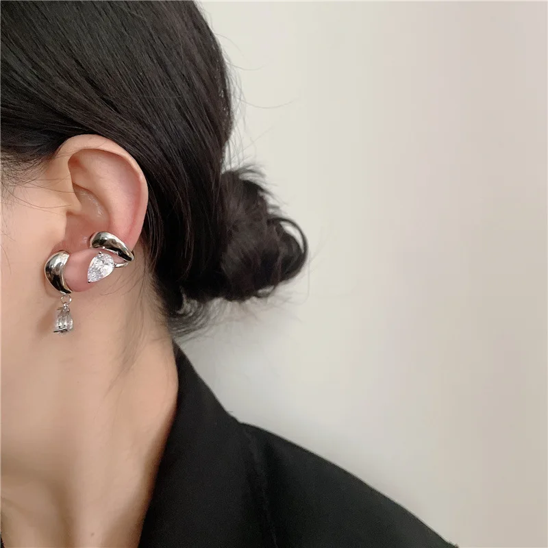 Корейский геометрической формы крючок с украшением в виде кристаллов для ушей