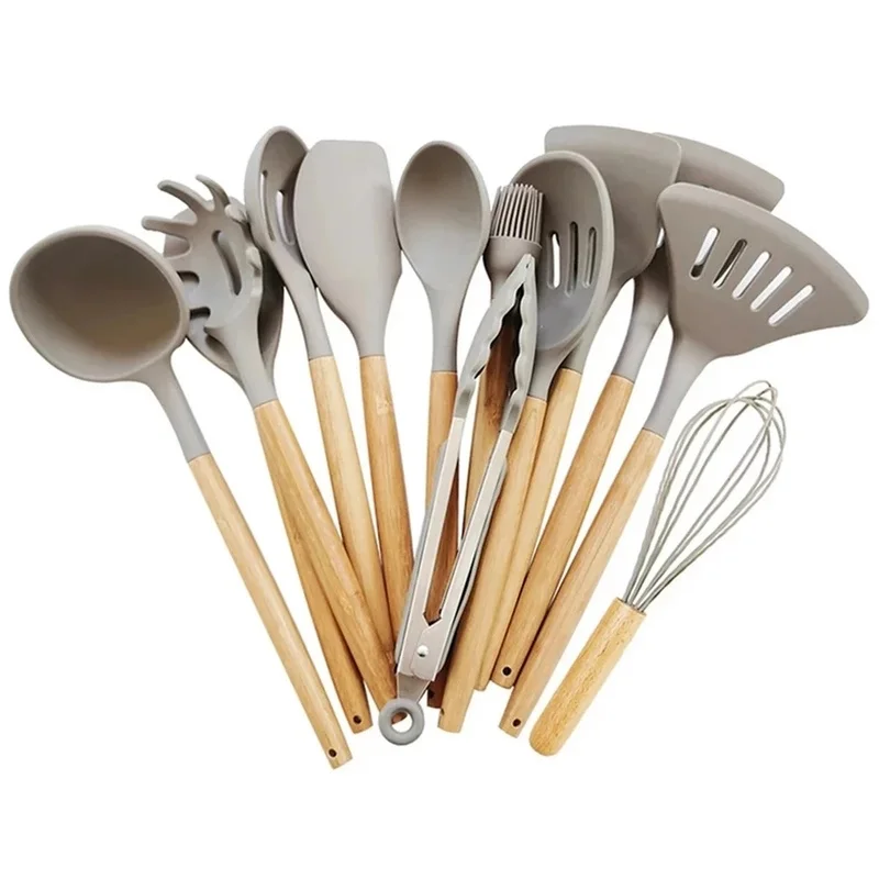 Kitchen Utensils Sets Non-stick Silicone Spatula Tongs for Cooking Appliances Set Stainless Steel Kitchenware | Дом и сад