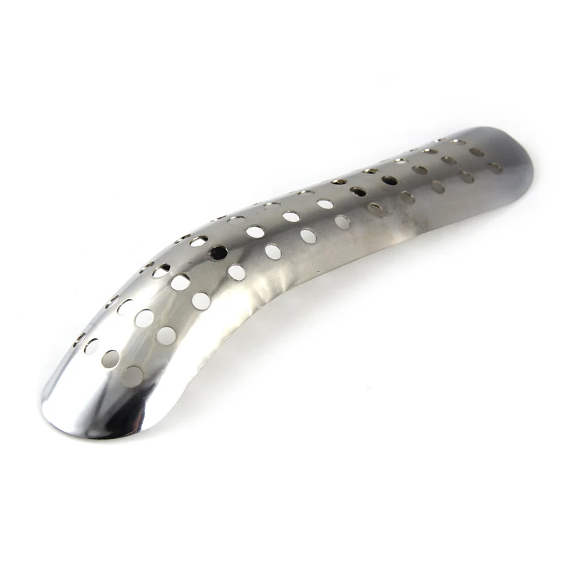 

Curve Heat Shield Round Hole Exhaust Pipe Universal Motorcycle Chrome Steel Cover Guard Motorbike Motor High Quality