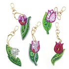 5 шт. DIY специальный Форма алмазов картина брелок цветы полная выкладка, алмазная вышивка, брелки для ключей с сумкой для женщин, цепочка для ключей кулон