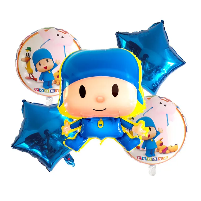 6 шт./партия Pocoyo номер фольги Воздушные шары набор детский душ День Рождения Вечеринка крестины Декор поставки детские игрушечные фигурки из мультфильма globos - Цвет: Флуоресцентный желтый