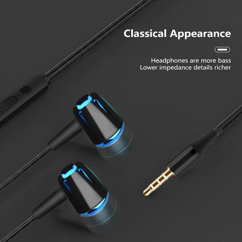 

Subwoofer In Ear Headphones 3.5mm Jack Stereo Audio Bass Earphones With Microphone Volume Control Noise Cancelling Sport Earbuds