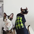 Модная одежда для кошек и сфинков, хлопковая Футболка с принтом инопланетянина, сфинкса, одежда для кошек на весну и лето, одежда для котят и Сфинкса, футболка, пальто