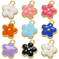 zhukou enamel flower pendant cute dripping oil small charms for women diy handmade earrings jewelry accessories wholesale vd970