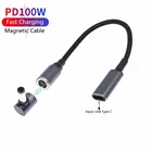 100 Вт Магнитный кабель Type C адаптер конвертер PD провод для быстрой зарядки женский в 5,5*2,1 мм разъем для зарядного устройства ноутбука