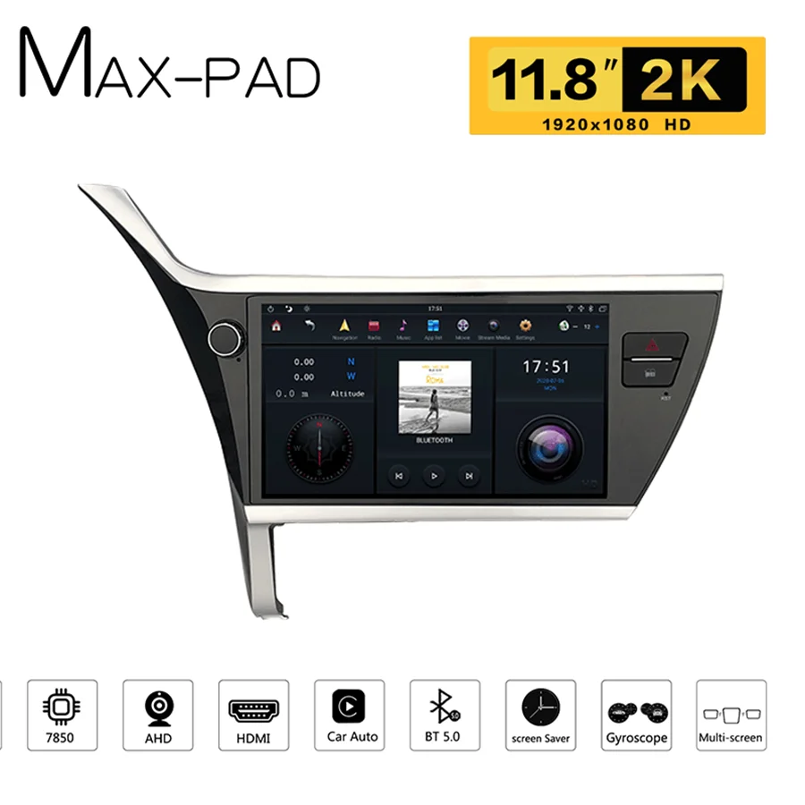 

11.8 Inch Car Stereo Receiver For Toyota Callora 2018 Android 9.0 Media Navigation IPS Anti-glare Screen 1.8GHz PX6 Multimedia