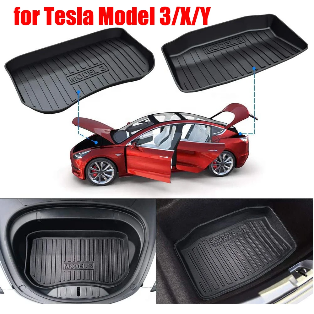 

2021 Model3 3D Trunk Mat for Tesla Model 3 Y 2017 Customized Front Rear Cargo Liner Waterproof Protective Pads Floor TPO Rubber