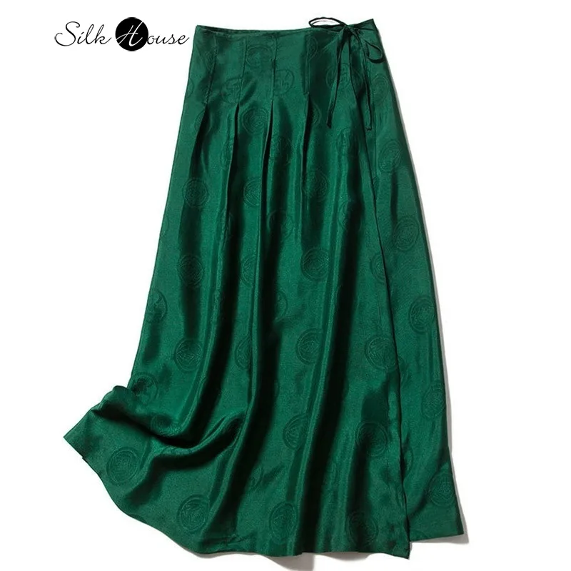 Тяжеловесная шелковая Новая Художественная юбка однотонное приталенное платье